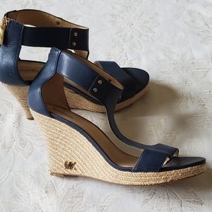 Michael Kor blue wedge sandals